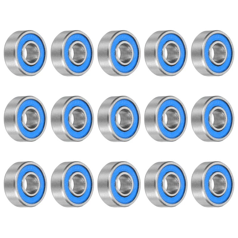 15pcs MR83-2RS Deep Groove Ball Bearings 3x8x3mm, P6 (ABEC 3)