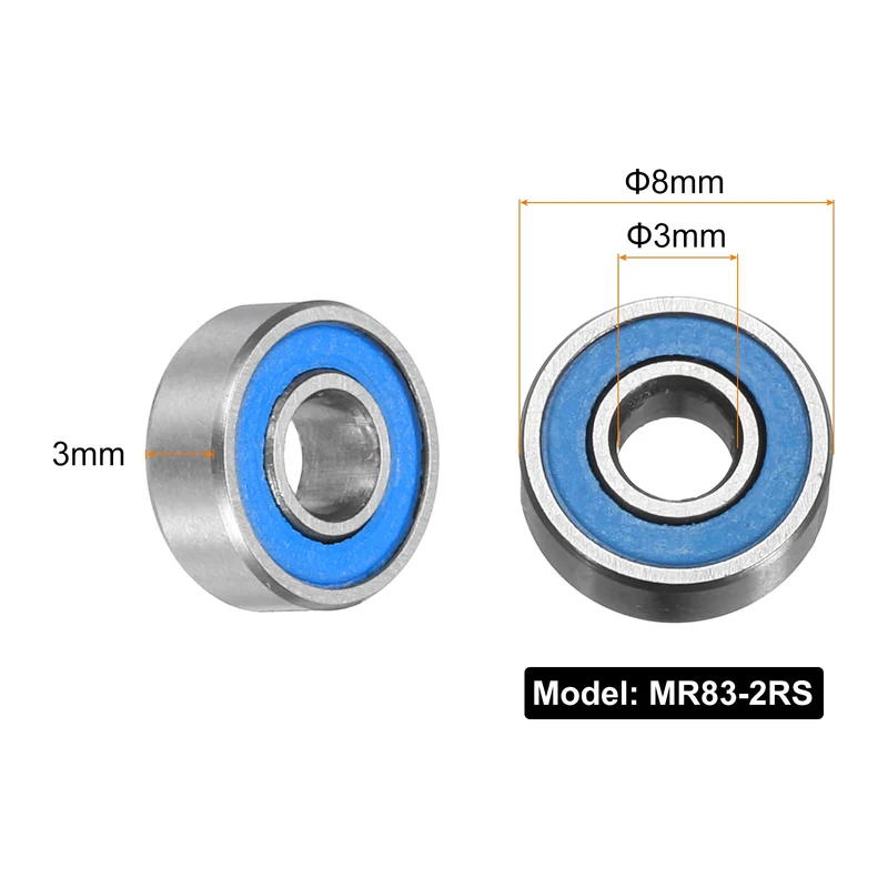 15pcs MR83-2RS Deep Groove Ball Bearings 3x8x3mm, P6 (ABEC 3)
