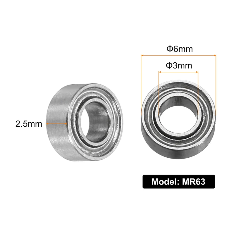 15pcs MR63ZZ Deep Groove Ball Bearings 3x6x2mm, P6 (ABEC 3)