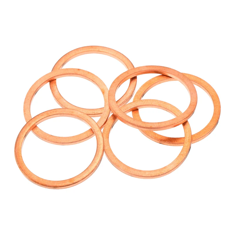 6 Pcs Flat Copper Washers 25x30x2mm Copper Flat Sealing Ring Washers