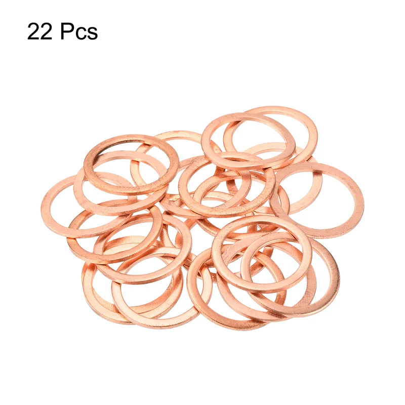 22 Pcs Flat Copper Washers 24x30x1.5mm Copper Flat Sealing Ring Washers