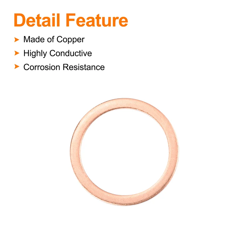 22 Pcs Flat Copper Washers 24x30x1.5mm Copper Flat Sealing Ring Washers