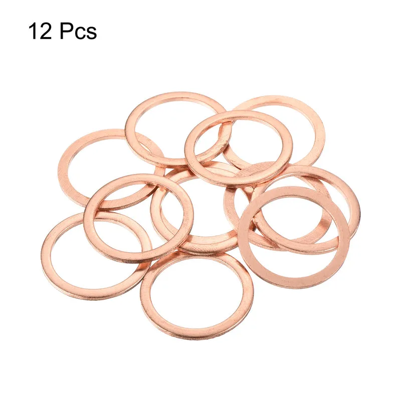 12 Pcs Flat Copper Washers 24x30x1.5mm Copper Flat Sealing Ring Washers