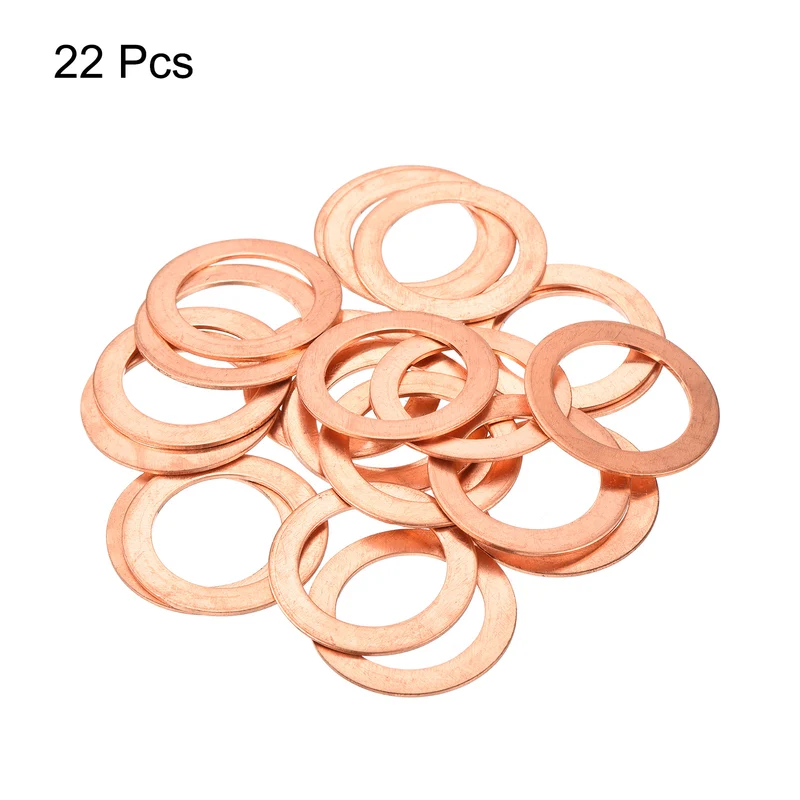 22 Pcs Flat Copper Washers 22x32x1mm Copper Flat Sealing Ring Washers