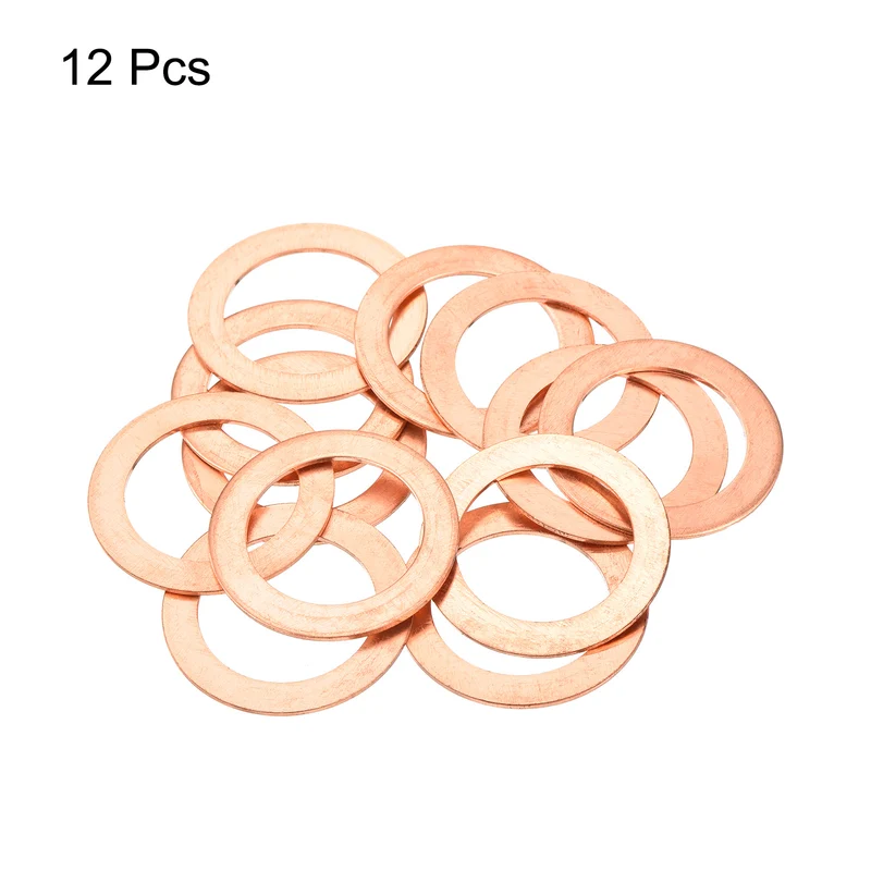 12 Pcs Flat Copper Washers 22x32x1mm Copper Flat Sealing Ring Washers