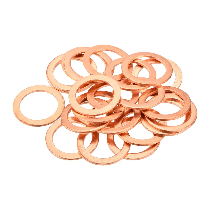 22 Pcs Flat Copper Washers 22x30x1.5mm Copper Flat Sealing Ring Washers