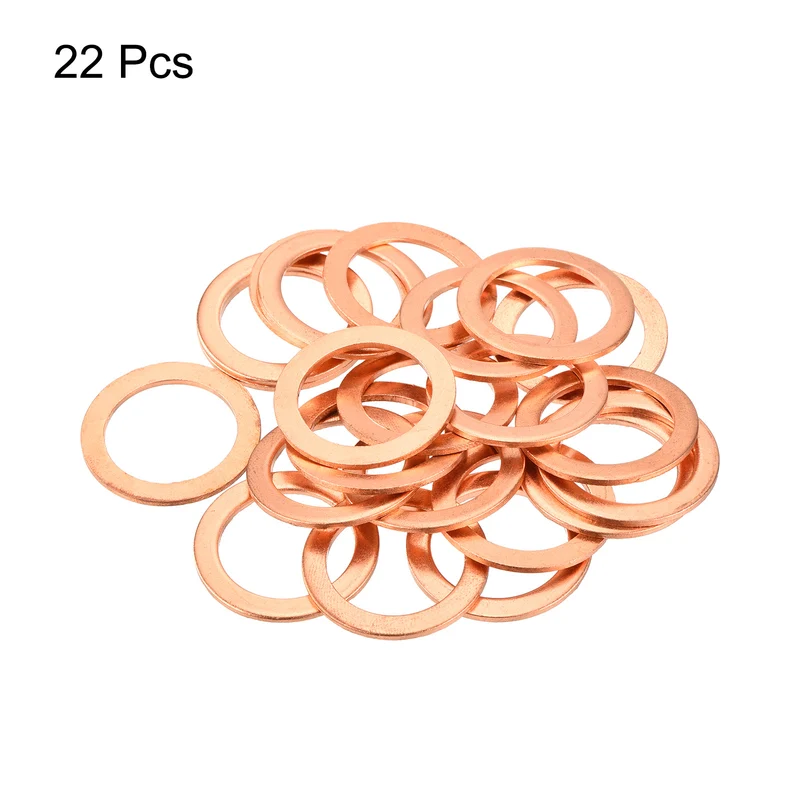 22 Pcs Flat Copper Washers 22x30x1.5mm Copper Flat Sealing Ring Washers