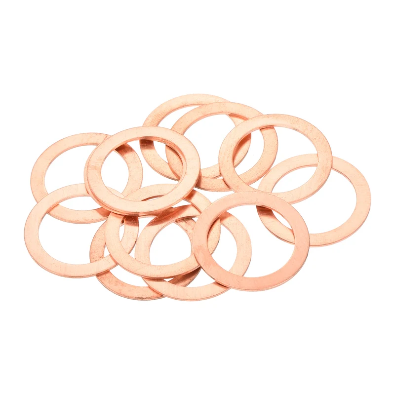 12 Pcs Flat Copper Washers 22x30x1mm Copper Flat Sealing Ring Washers