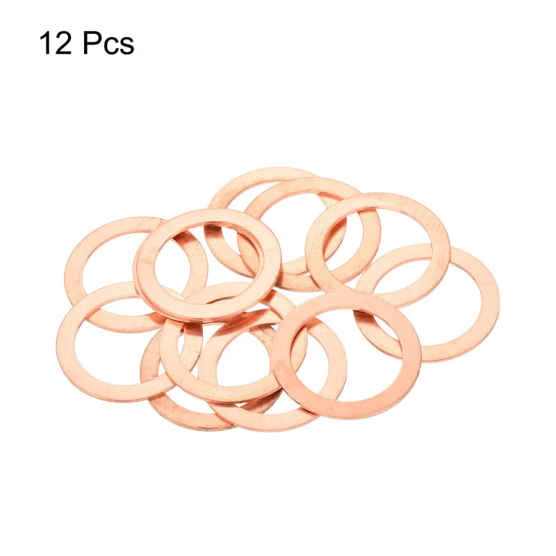 12 Pcs Flat Copper Washers 22x30x1mm Copper Flat Sealing Ring Washers