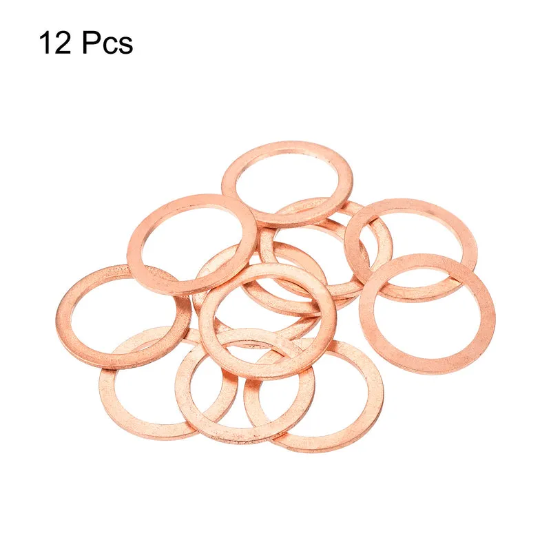 12 Pcs Flat Copper Washers 22x29x1.5mm Copper Flat Sealing Ring Washers
