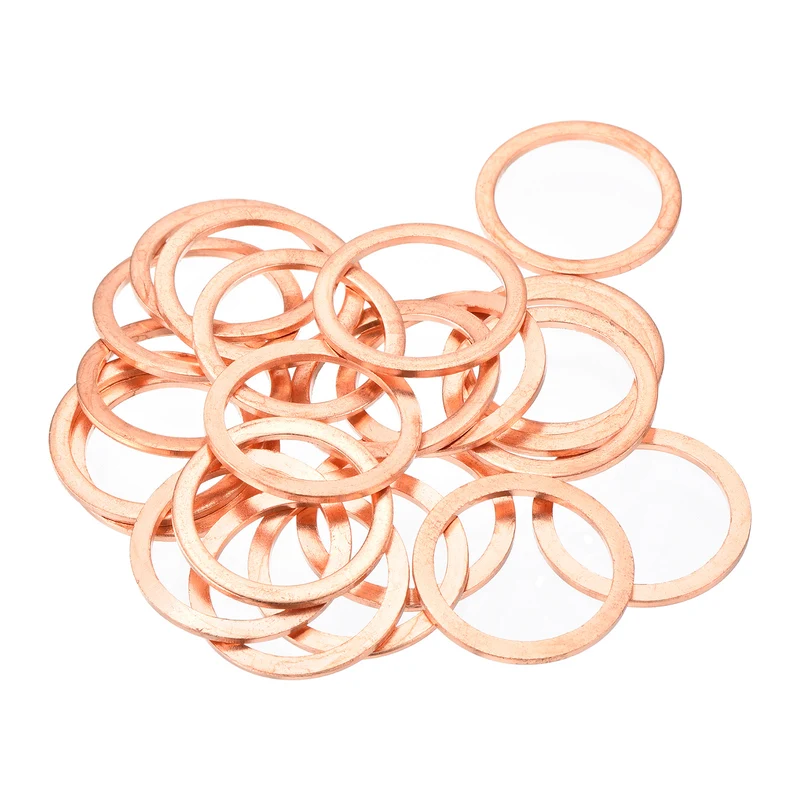 22 Pcs Flat Copper Washers 22x28x1.5mm Copper Flat Sealing Ring Washers