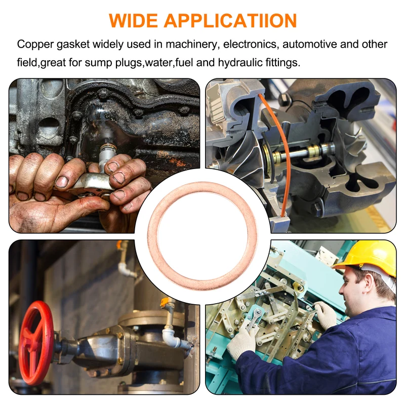 22 Pcs Flat Copper Washers 22x28x1.5mm Copper Flat Sealing Ring Washers