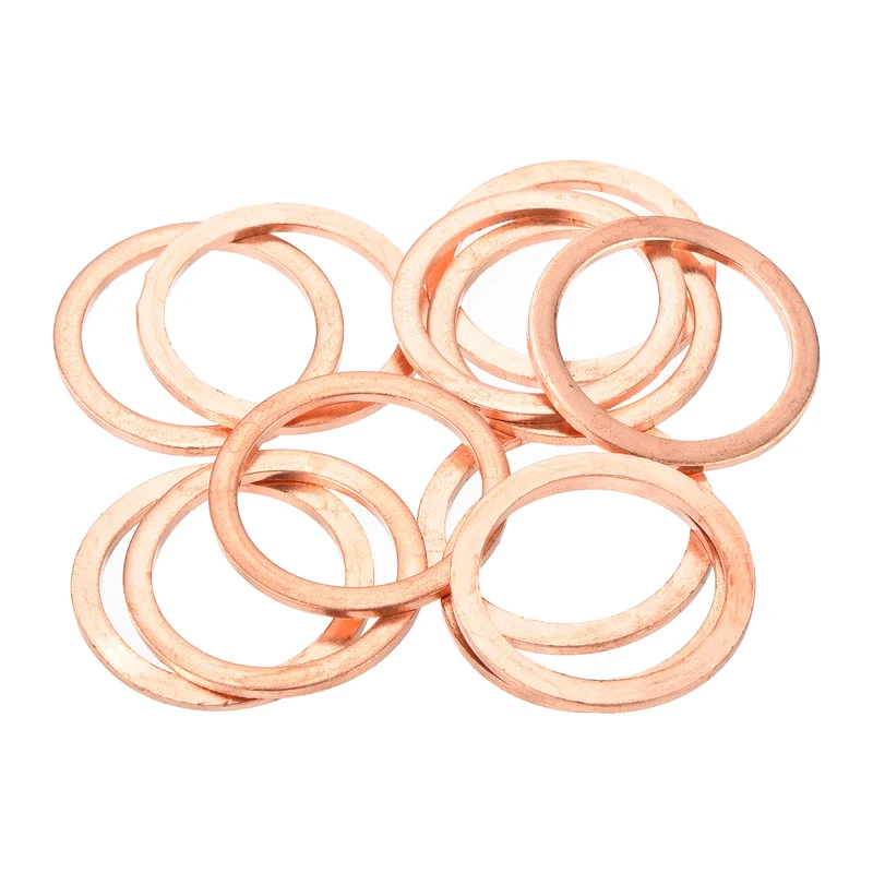 12 Pcs Flat Copper Washers 22x28x1.5mm Copper Flat Sealing Ring Washers