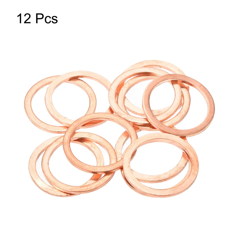 12 Pcs Flat Copper Washers 22x28x1.5mm Copper Flat Sealing Ring Washers
