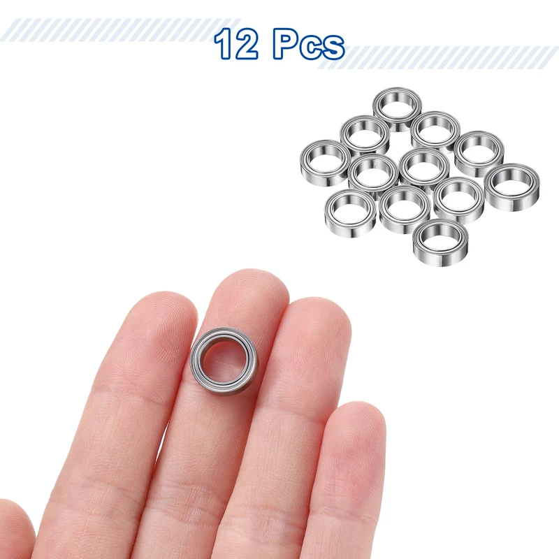 12Pcs MR128ZZ Deep Groove Ball Bearings, 8mm ID 12mm OD 3.5mm Width Bearing