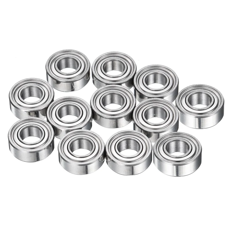 12Pcs MR115ZZ Deep Groove Ball Bearings, 5mm ID 11mm OD 4mm Width Bearing