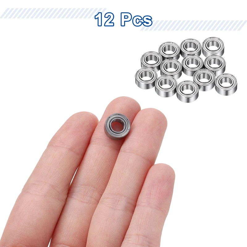 12Pcs MR105ZZ Deep Groove Ball Bearings, 5mm ID 10mm OD 4mm Width Bearing
