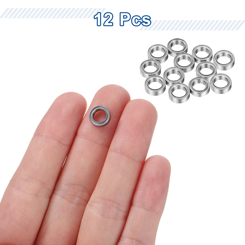 12Pcs MR85ZZ Deep Groove Ball Bearings, 5mm ID 8mm OD 2.5mm Width Bearing