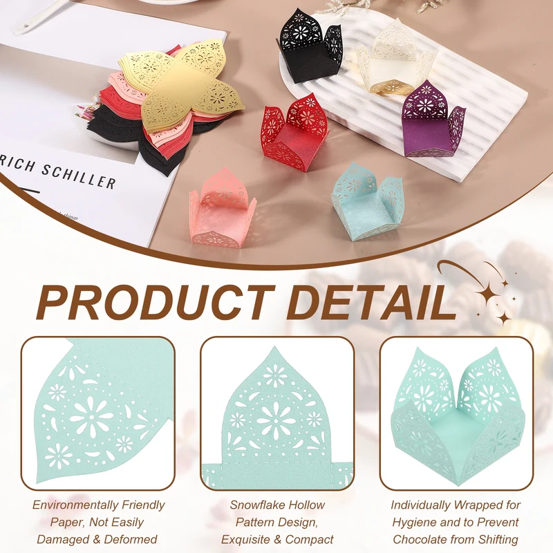 30Pcs 1.4x1.4" Snowflake Truffle Wrapper Cupcake Liners for Decor, Light Blue