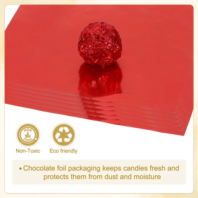 200 Pcs 3x3 Inch Foil Candy Wrappers Chocolate Wrapping Paper Red