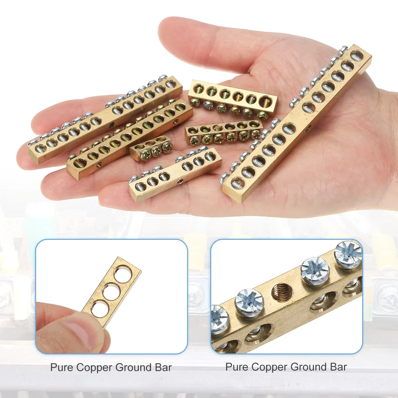 5 Pcs Terminal Ground Bar 4 Positions M4 35x6x9mm Screw Block Barrier Brass