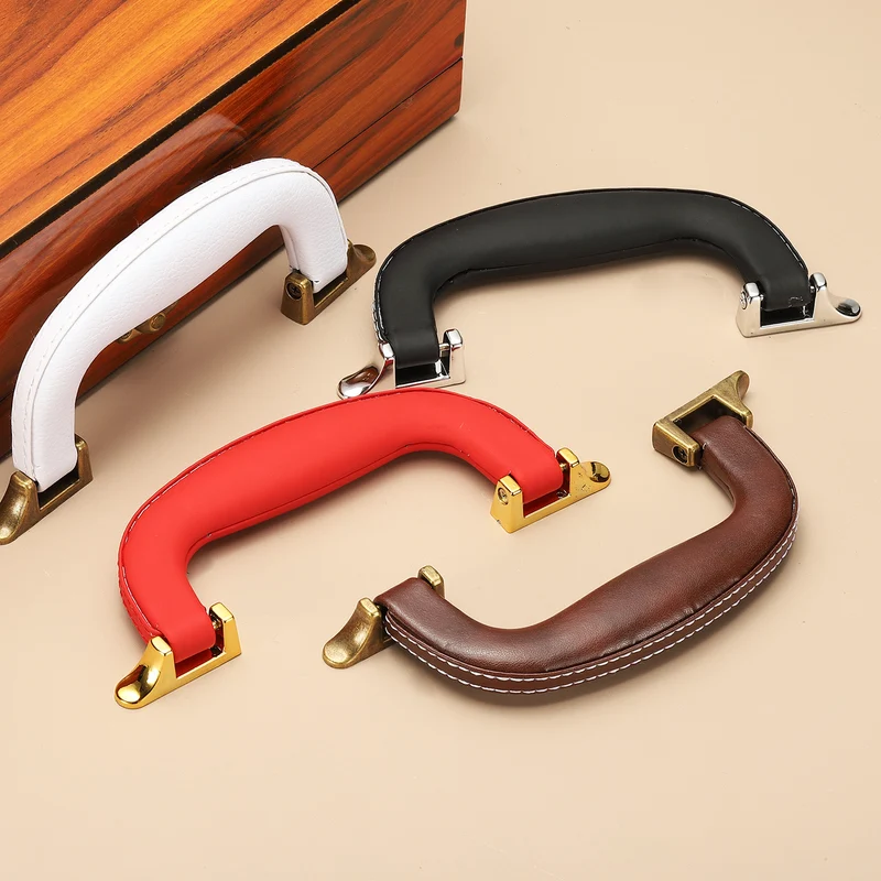 2Pcs Leather Luggage Handle Replacement Strap Handle for Handbag Black/Gold