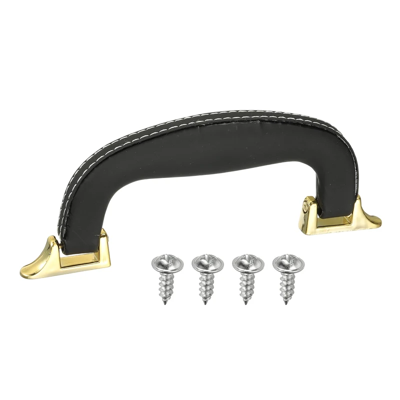 Leather Luggage Handle Replacement Strap Handle for Handbag Black/Gold
