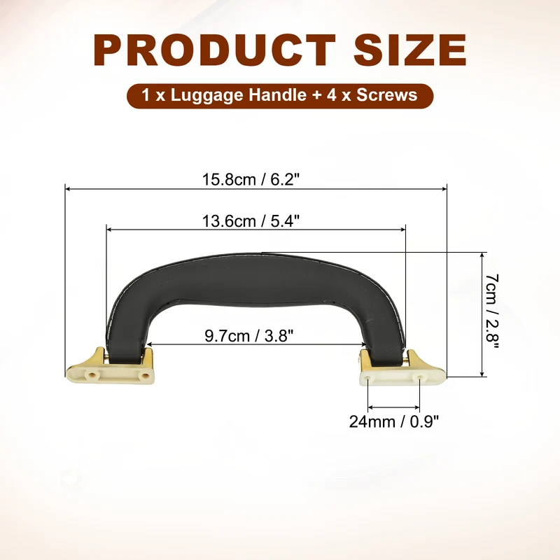 Leather Luggage Handle Replacement Strap Handle for Handbag Black/Gold