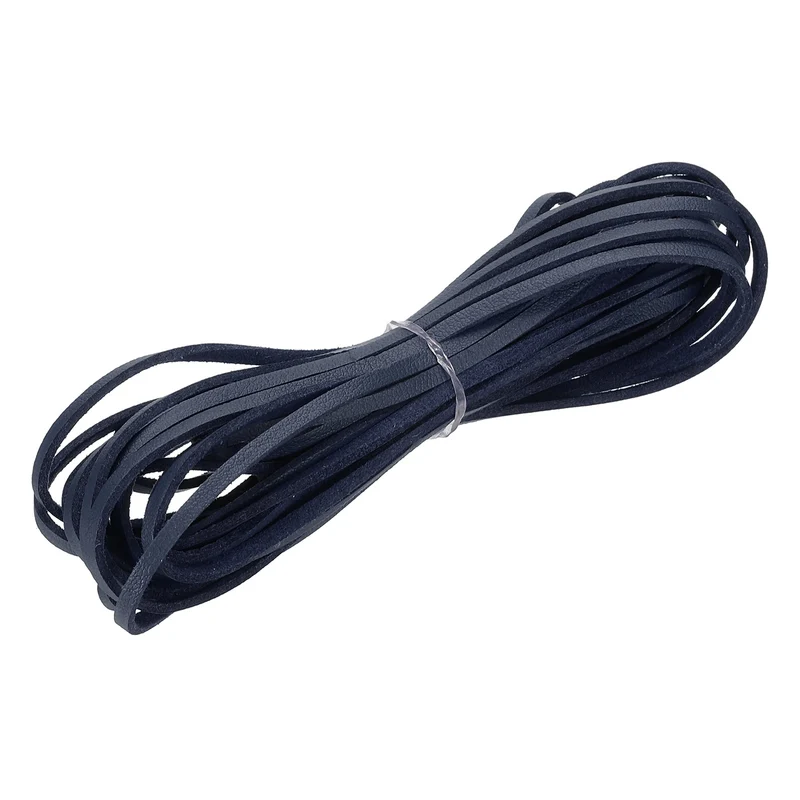 3 mm x 5.5 Yd Leather String Flat Leather Cord Ink Blue