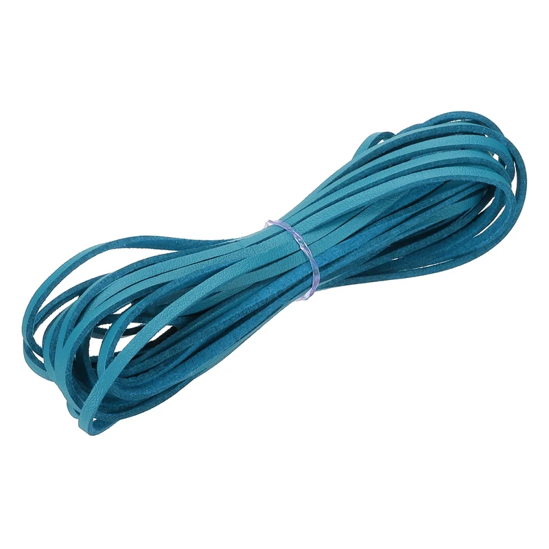 3 mm x 5.5 Yd Leather String Flat Leather Cord Blue