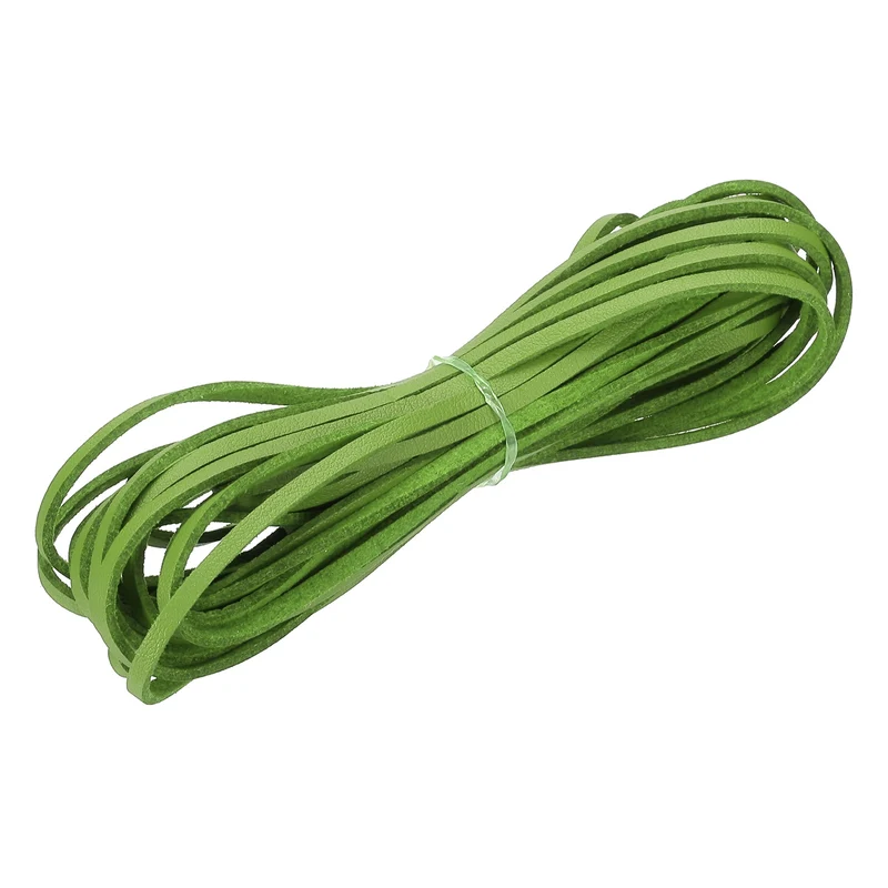 3 mm x 5.5 Yd Leather String Flat Leather Cord Grass Green