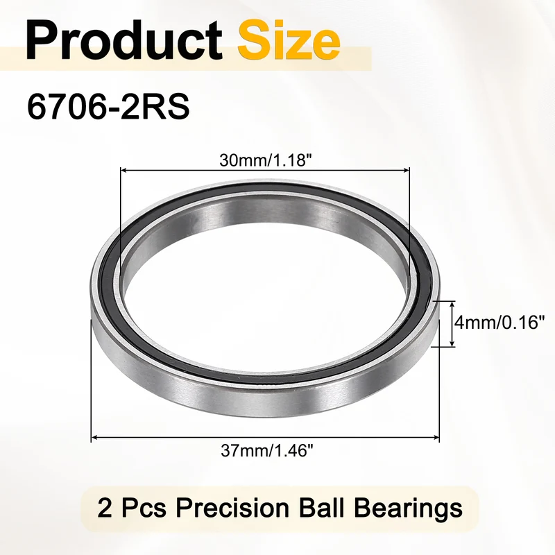 2Pcs 6706-2RS Deep Groove Ball Bearings 30x37x4mm ZV4 Level ABEC7 Precision