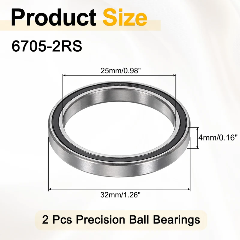 2Pcs 6705-2RS Deep Groove Ball Bearings 25x32x4mm ZV4 Level ABEC7 Precision