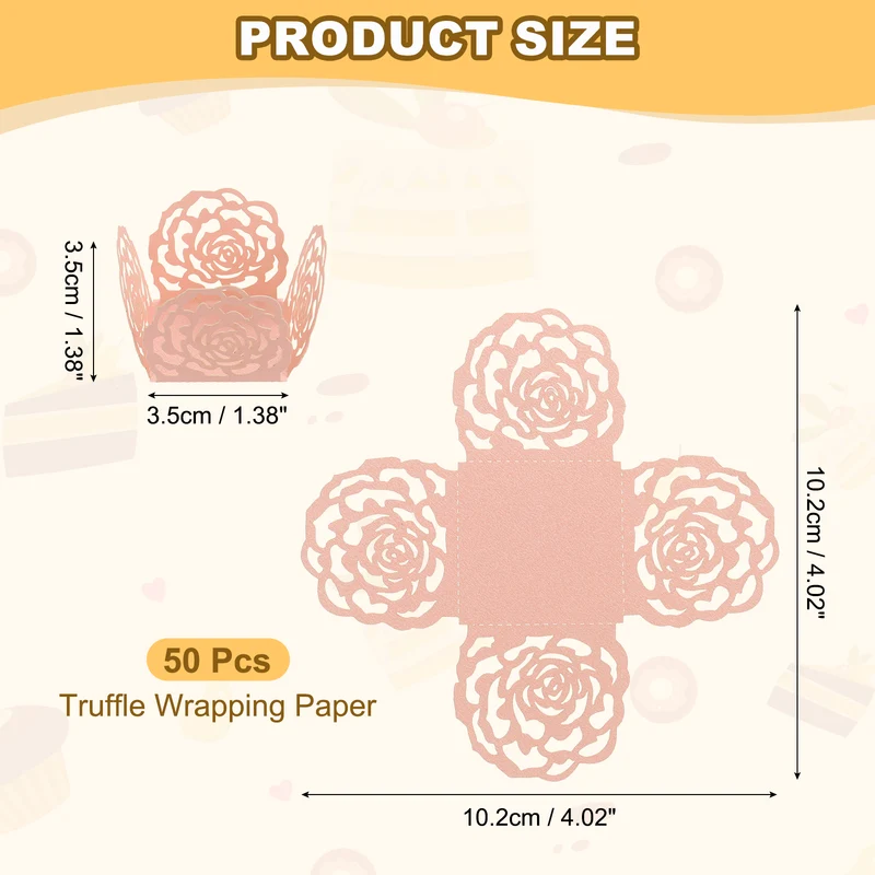 50PCS 4 Inch Truffle Wrappers for Wedding Birthday, Pink