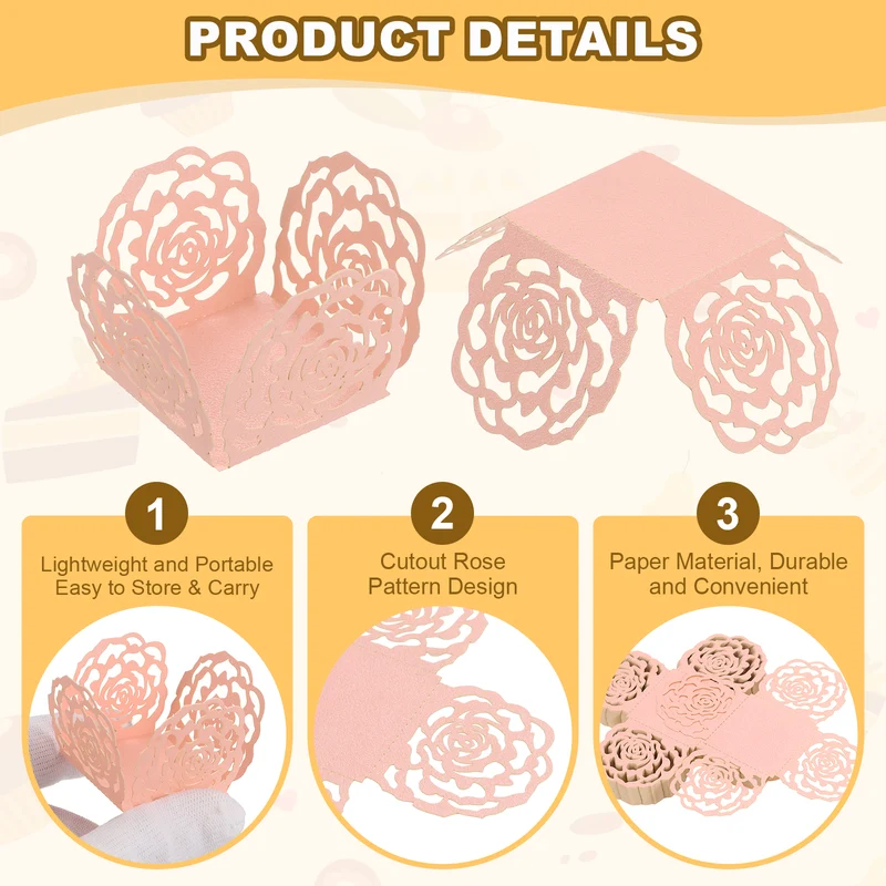 50PCS 4 Inch Truffle Wrappers for Wedding Birthday, Pink