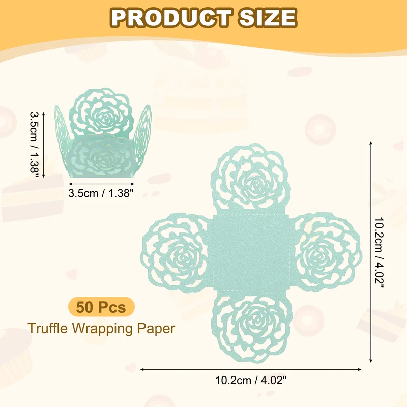 50PCS 4 Inch Truffle Wrappers for Wedding Birthday, Light Blue
