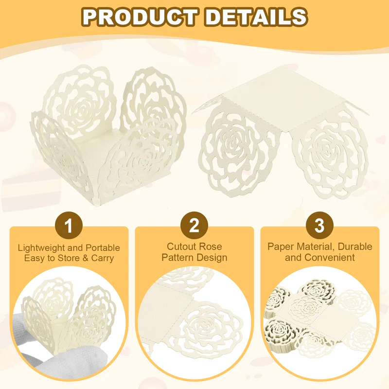 50PCS 4 Inch Truffle Wrappers for Wedding Birthday, Pearl Cream White