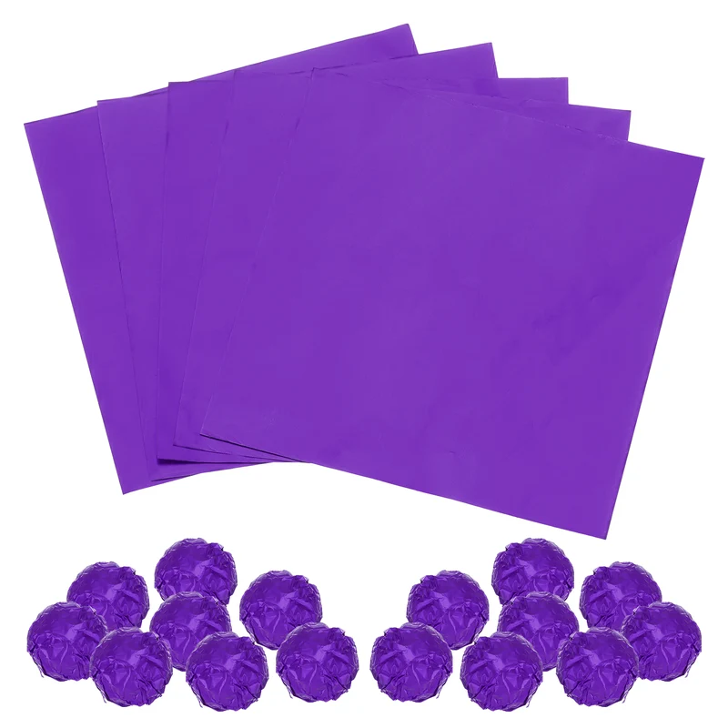 100pcs Purple Metallic Foil Paper, 3x3" Glossy Texture Wrapping Paper