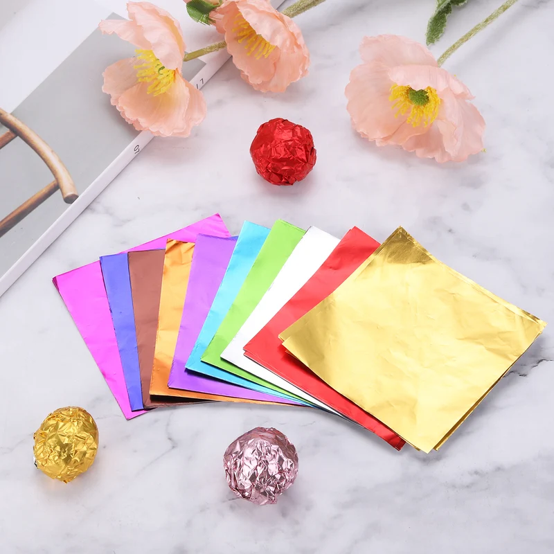 100pcs Purple Metallic Foil Paper, 3x3" Glossy Texture Wrapping Paper