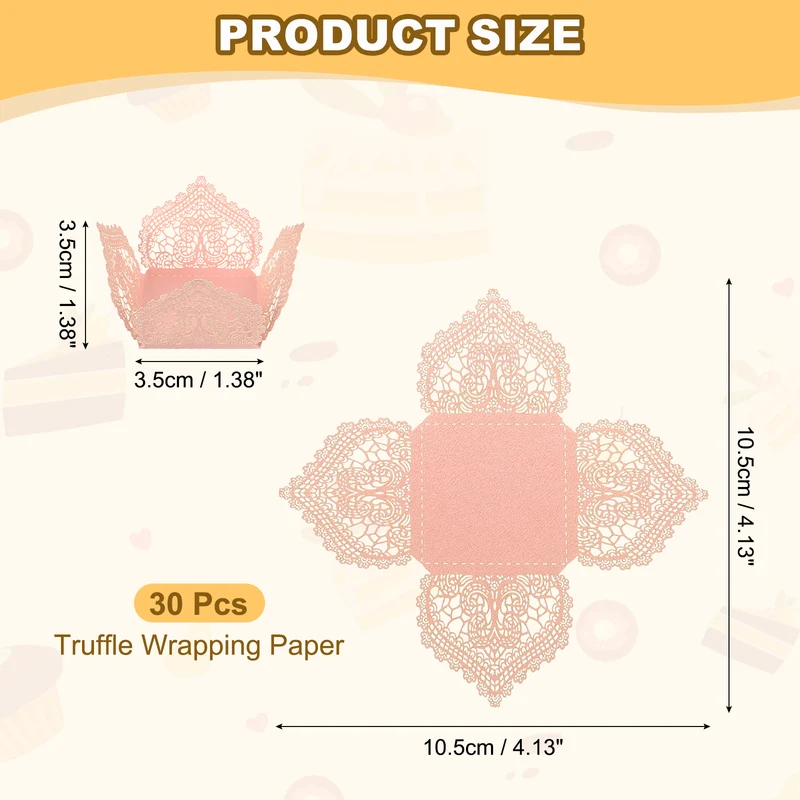 30PCS 4.1 Inch Truffle Wrappers for Wedding Birthday, Pink