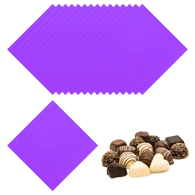 200 Pcs Candy Foil Wrappers, 7.87 x 7.87" Chocolate Wrappers, Purple
