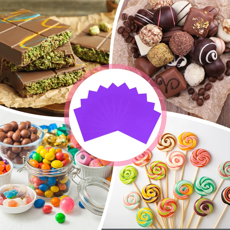 200 Pcs Candy Foil Wrappers, 7.87 x 7.87" Chocolate Wrappers, Purple