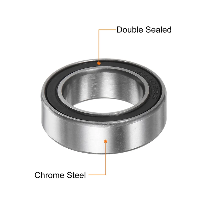 2pcs 63802-2RS Deep Groove Ball Bearing 15 x 24 x 7mm Z1 Double Rubber Bearing