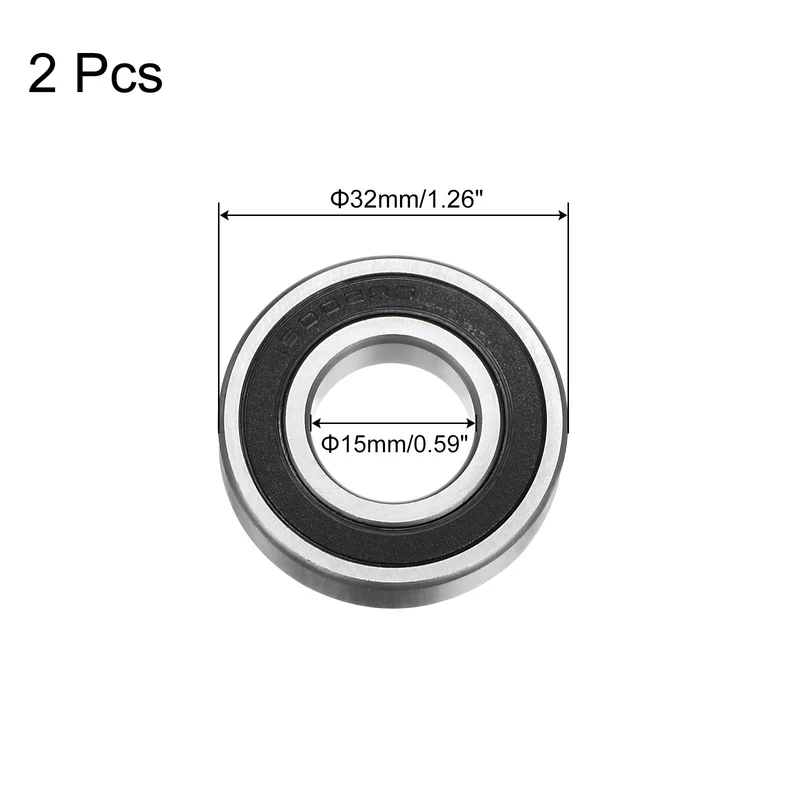 2pcs 16002-2RS Deep Groove Ball Bearing 15 x 32 x 8mm Z0 Double Rubber Bearing