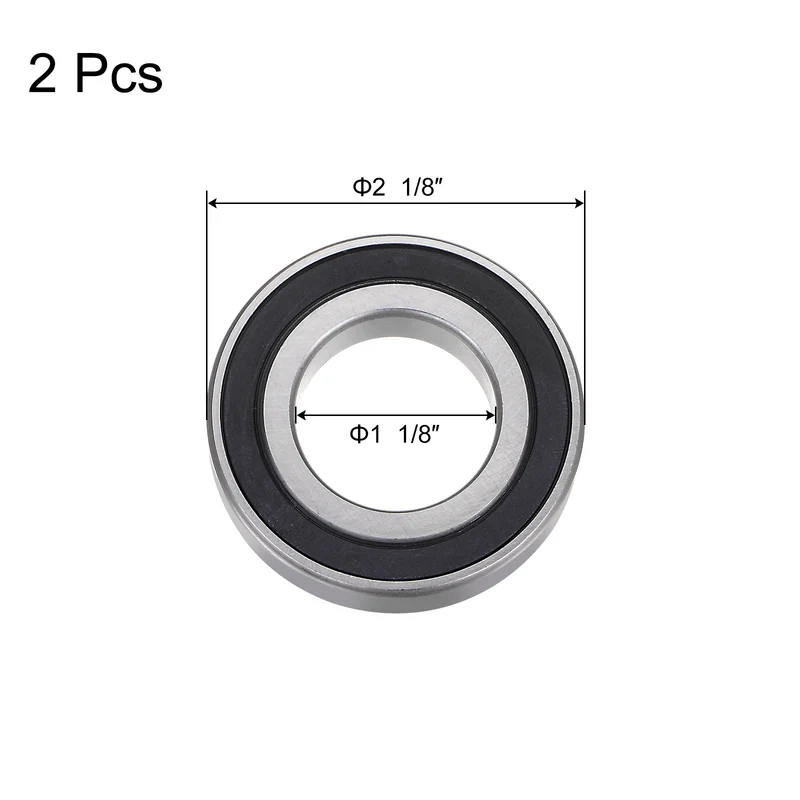 2pcs R18-2RS Deep Groove Ball Bearing 1 1/8"x2 1/8"x1/2" P0 Double Rubber Sealed
