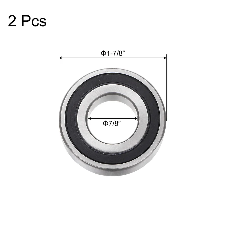 R14-2RS Deep Groove Ball Bearing 2pcs 7/8"x1-7/8"x1/2" Z2 Double Rubber Sealed
