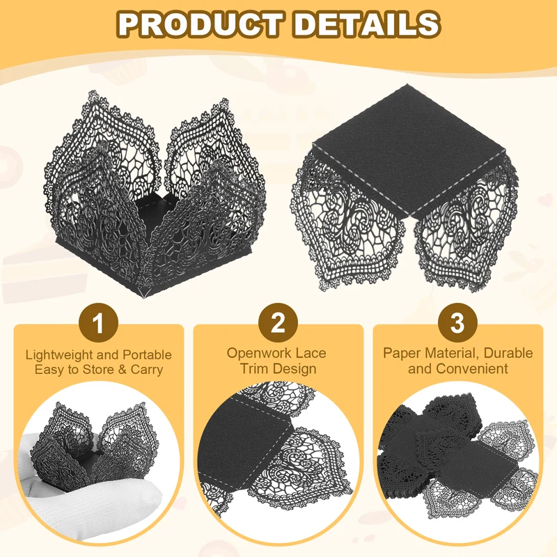 30PCS 4.1 Inch Truffle Wrappers for Wedding Birthday, Black