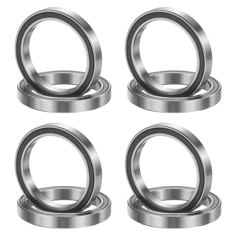 8Pcs 6808 2RS 40mmx52mmx7mm Rubber Shielded Deep Groove Ball Bearing, Black