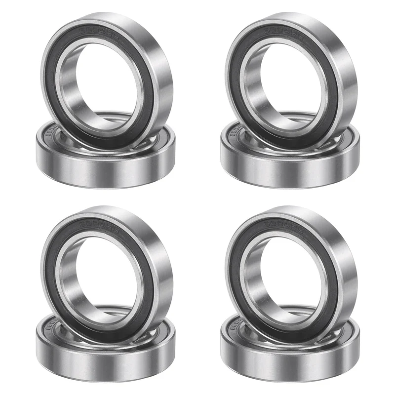 8Pcs 6804 2RS 20mmx32mmx7mm Rubber Shielded Deep Groove Ball Bearing, Black