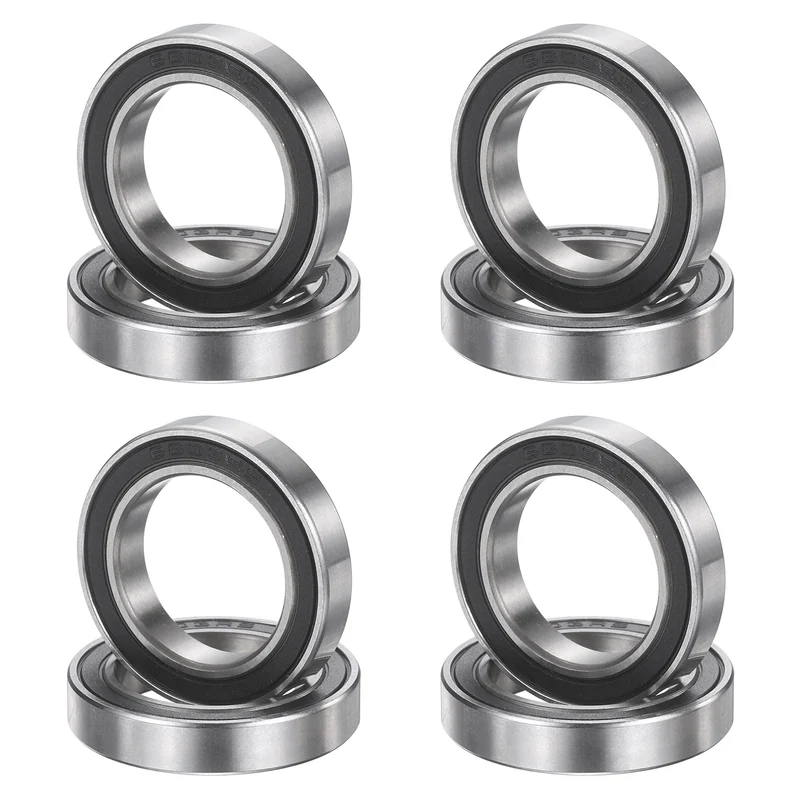 8Pcs 6803 2RS 17mmx26mmx5mm Rubber Shielded Deep Groove Ball Bearing, Black